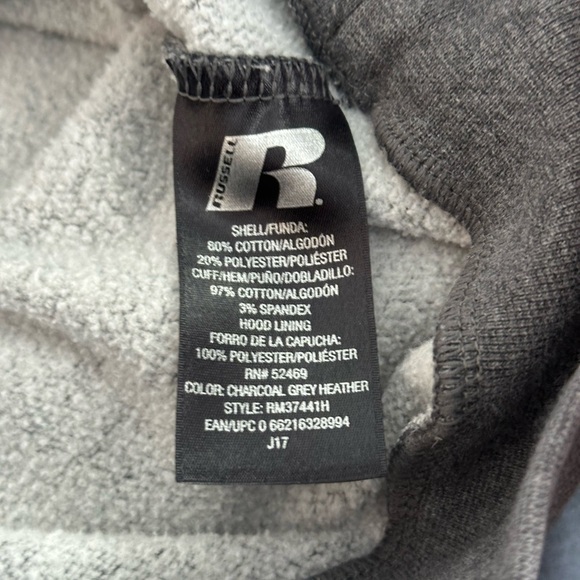 Russell Gray Hoodie with Neon Green Lining - Picture 13 of 14